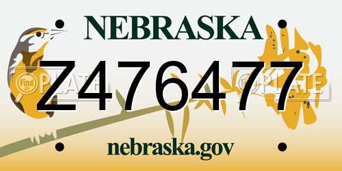 Z476477 Nebraska License Plate