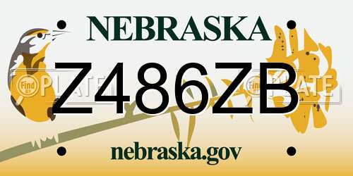 Z486ZB Nebraska License Plate