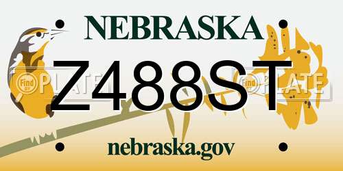 Z488ST Nebraska License Plate