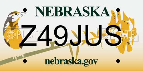 Z49JUS Nebraska License Plate
