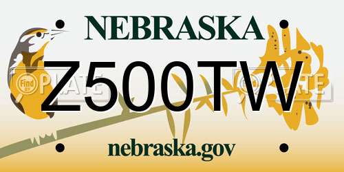 Z500TW Nebraska License Plate
