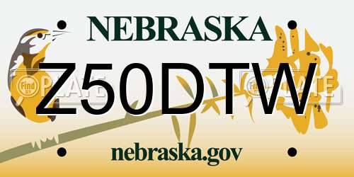 Z50DTW Nebraska License Plate