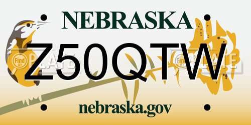 Z50QTW Nebraska License Plate