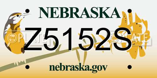 Z5152S Nebraska License Plate
