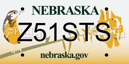 Z51STS Nebraska License Plate