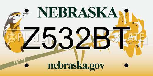 Z532BT Nebraska License Plate