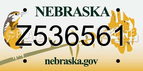 Z536561 Nebraska License Plate