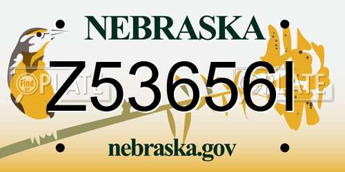 Z53656I Nebraska License Plate