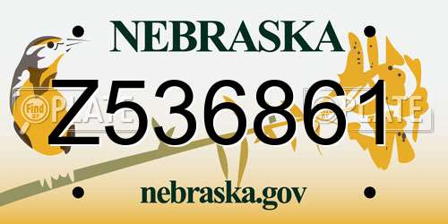 Z536861 Nebraska License Plate