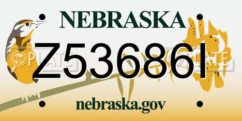 Z53686I Nebraska License Plate
