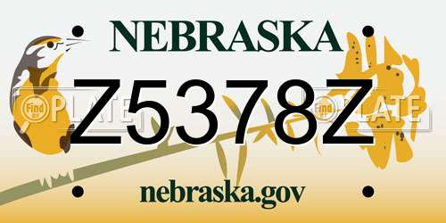 Z5378Z Nebraska License Plate