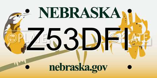 Z53DFI Nebraska License Plate