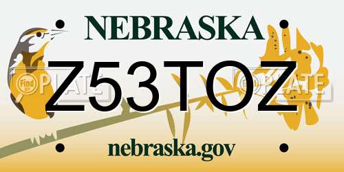 Z53TOZ Nebraska License Plate