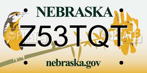 Z53TQT Nebraska License Plate