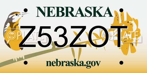Z53ZOT Nebraska License Plate