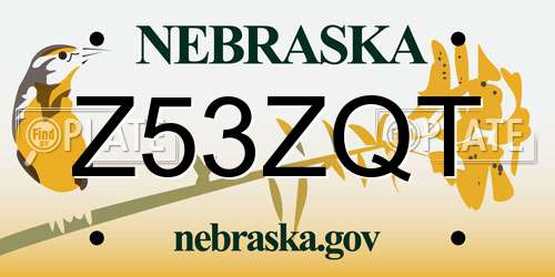 Z53ZQT Nebraska License Plate