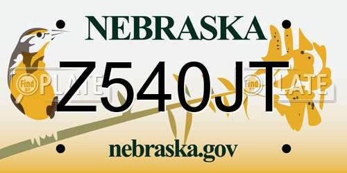 Z540JT Nebraska License Plate