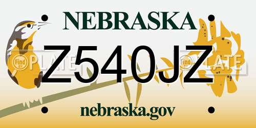 Z540JZ Nebraska License Plate