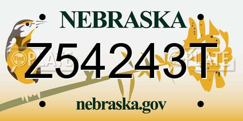 Z54243T Nebraska License Plate