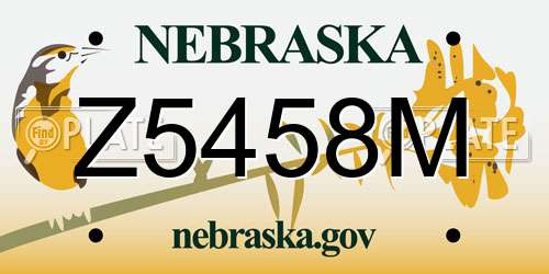 Z5458M Nebraska License Plate