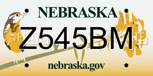 Z545BM Nebraska License Plate