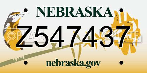 Z547437 Nebraska License Plate