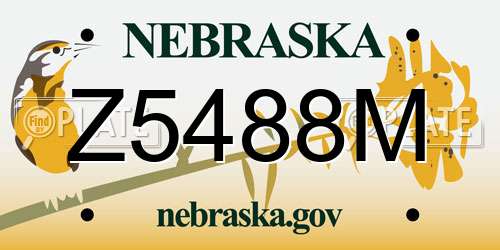 Z5488M Nebraska License Plate