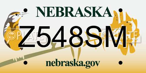 Z548SM Nebraska License Plate