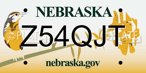 Z54QJT Nebraska License Plate