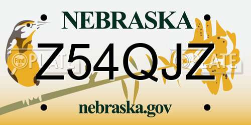 Z54QJZ Nebraska License Plate