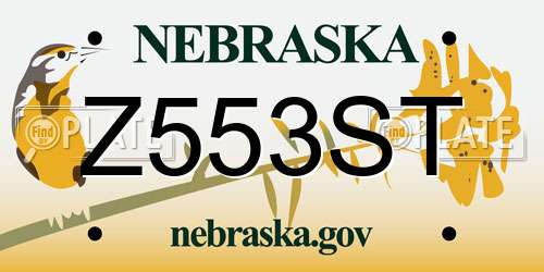 Z553ST Nebraska License Plate