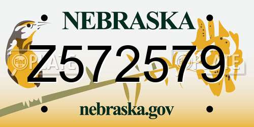 Z572579 Nebraska License Plate