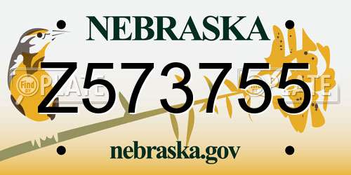 Z573755 Nebraska License Plate