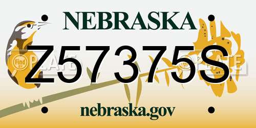 Z57375S Nebraska License Plate