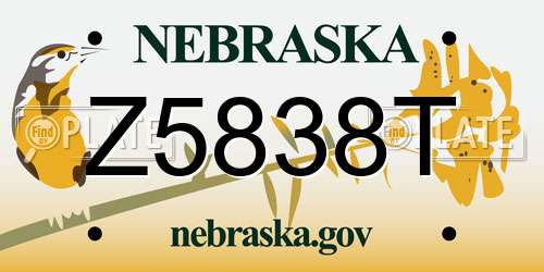 Z5838T Nebraska License Plate