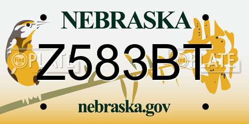 Z583BT Nebraska License Plate