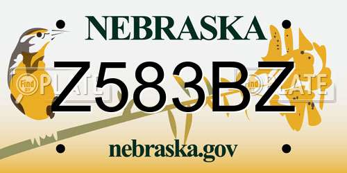 Z583BZ Nebraska License Plate