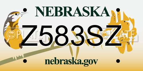Z583SZ Nebraska License Plate