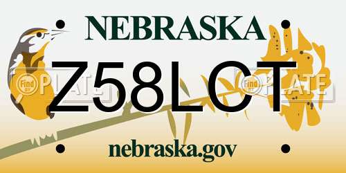 Z58LCT Nebraska License Plate