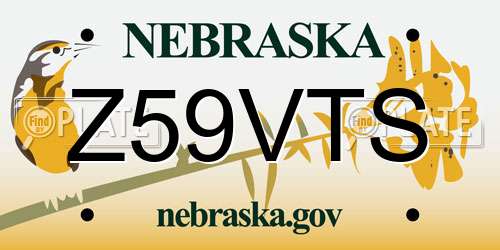 Z59VTS Nebraska License Plate