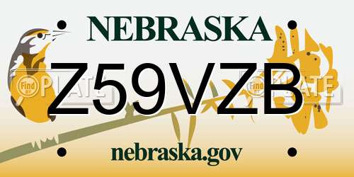 Z59VZB Nebraska License Plate