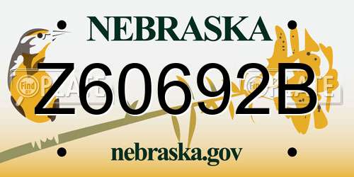 Z60692B Nebraska License Plate
