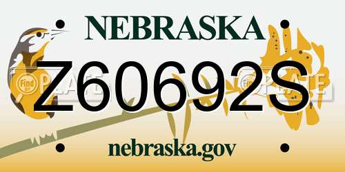 Z60692S Nebraska License Plate