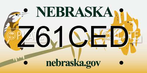 Z61CED Nebraska License Plate