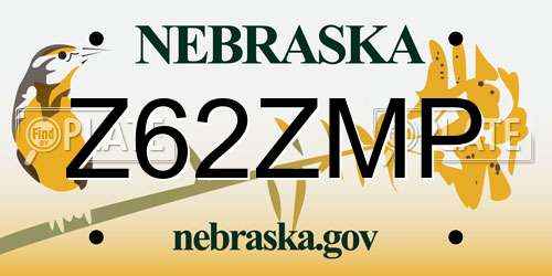 Z62ZMP Nebraska License Plate