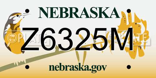 Z6325M Nebraska License Plate