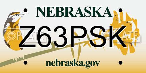 Z63PSK Nebraska License Plate