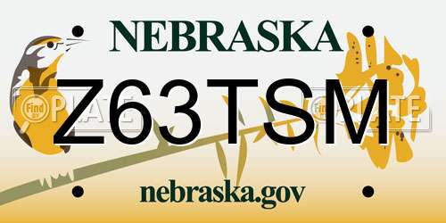 Z63TSM Nebraska License Plate