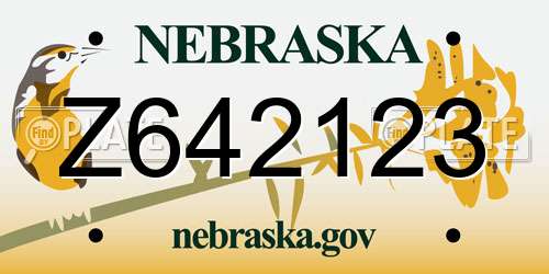 Z642123 Nebraska License Plate