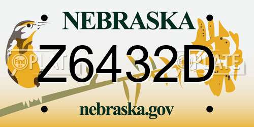 Z6432D Nebraska License Plate
